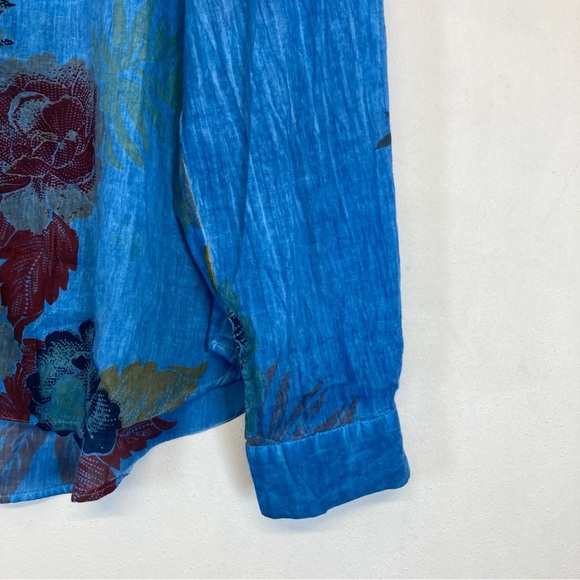 Vintage Gora Women’s Button Down Shirt Floral Embroidered  Blue Size XL - Picture 6 of 16